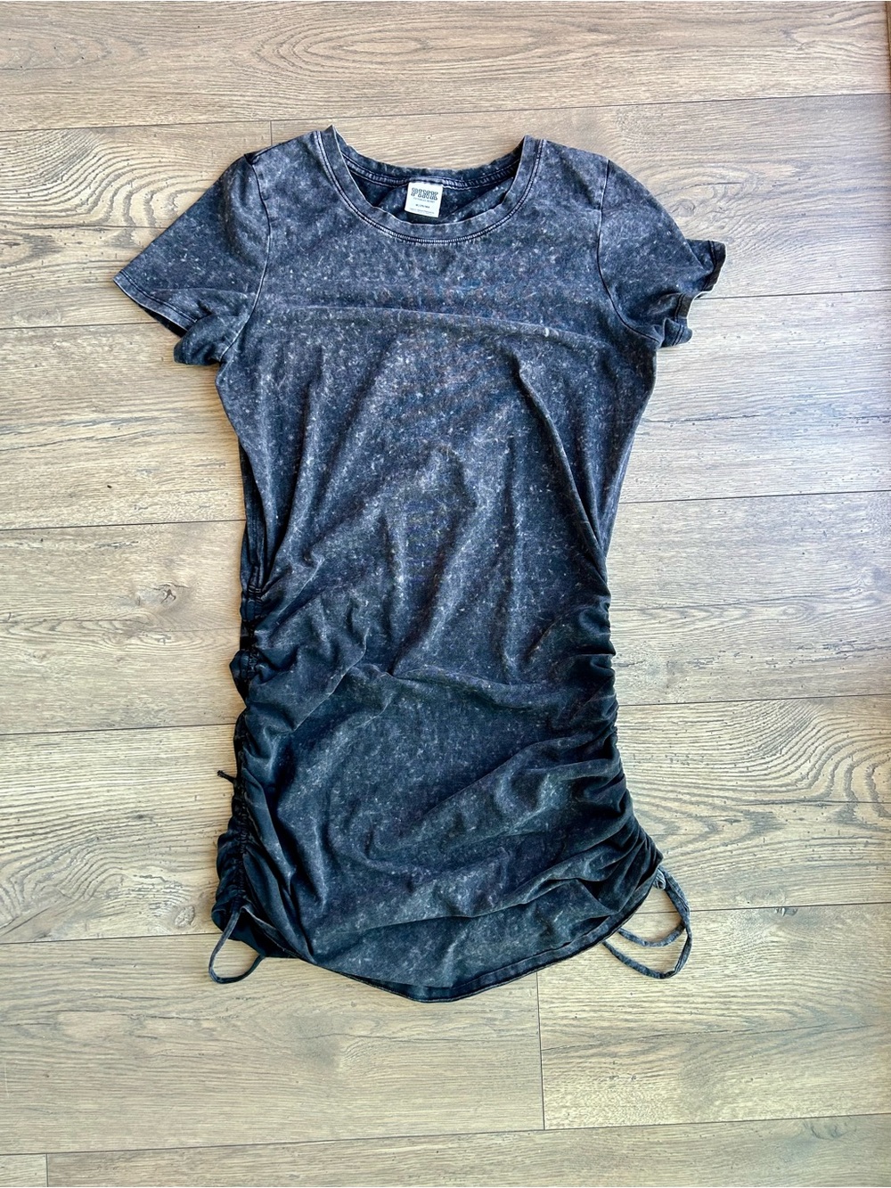 PINK Victoria's Secret Washed Black Short-Sleeve Side Cinch Tee Dress